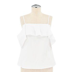 THEORY Womens Ayleen T Cahliway Blouse Top Off The Shoulder Ruffled White Size 4